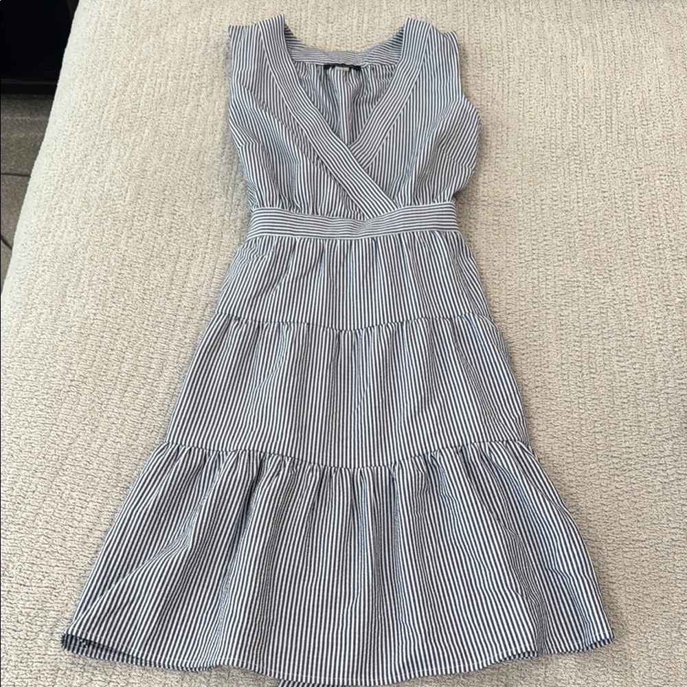 Tommy Hilfiger Blue and White Tiered Ruffled Sundress